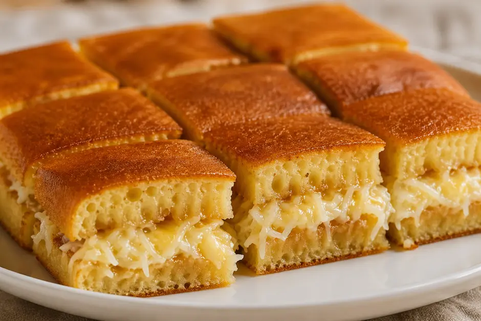 Martabak Manis Bang Unang dipotong, tampak lapisan meses dan margarin